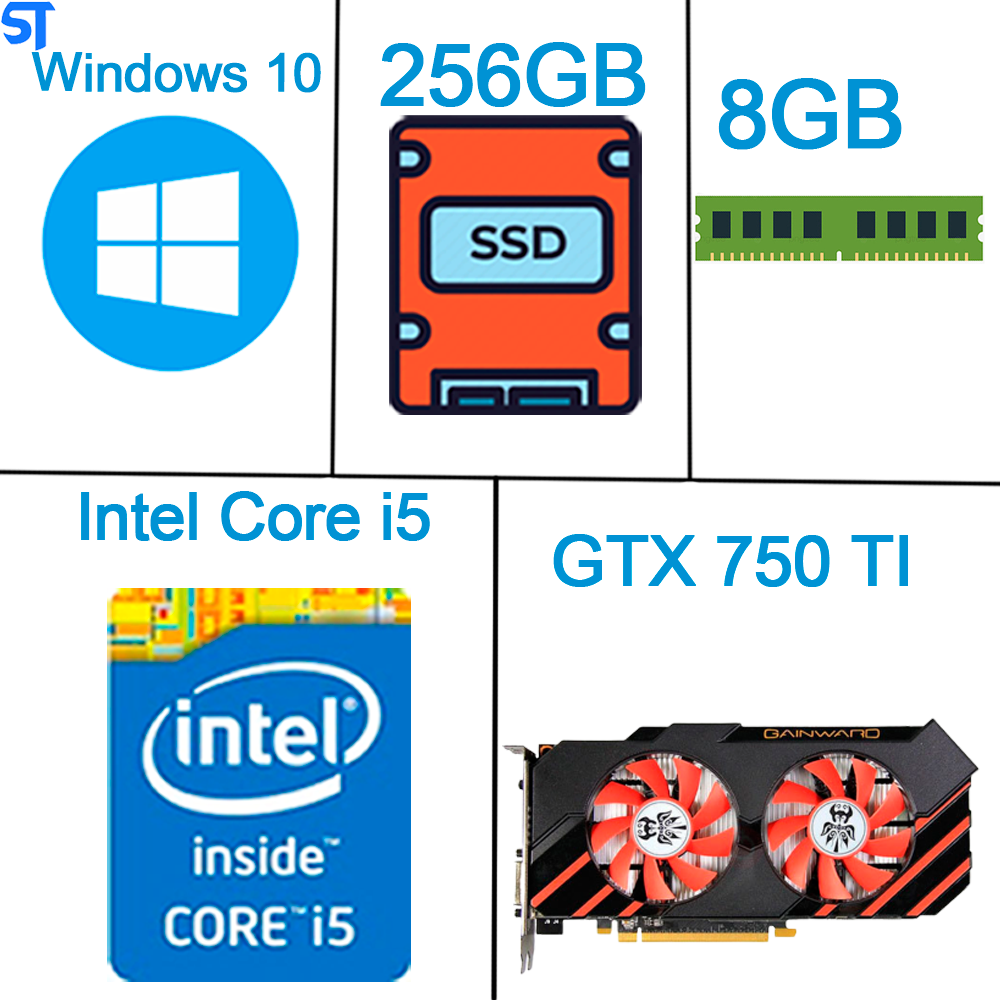 Computador Core i5 7400 -Sétima Geração -HD SSD 256GB- Memória DDR4 de 8Gb- Placa Video 2GB