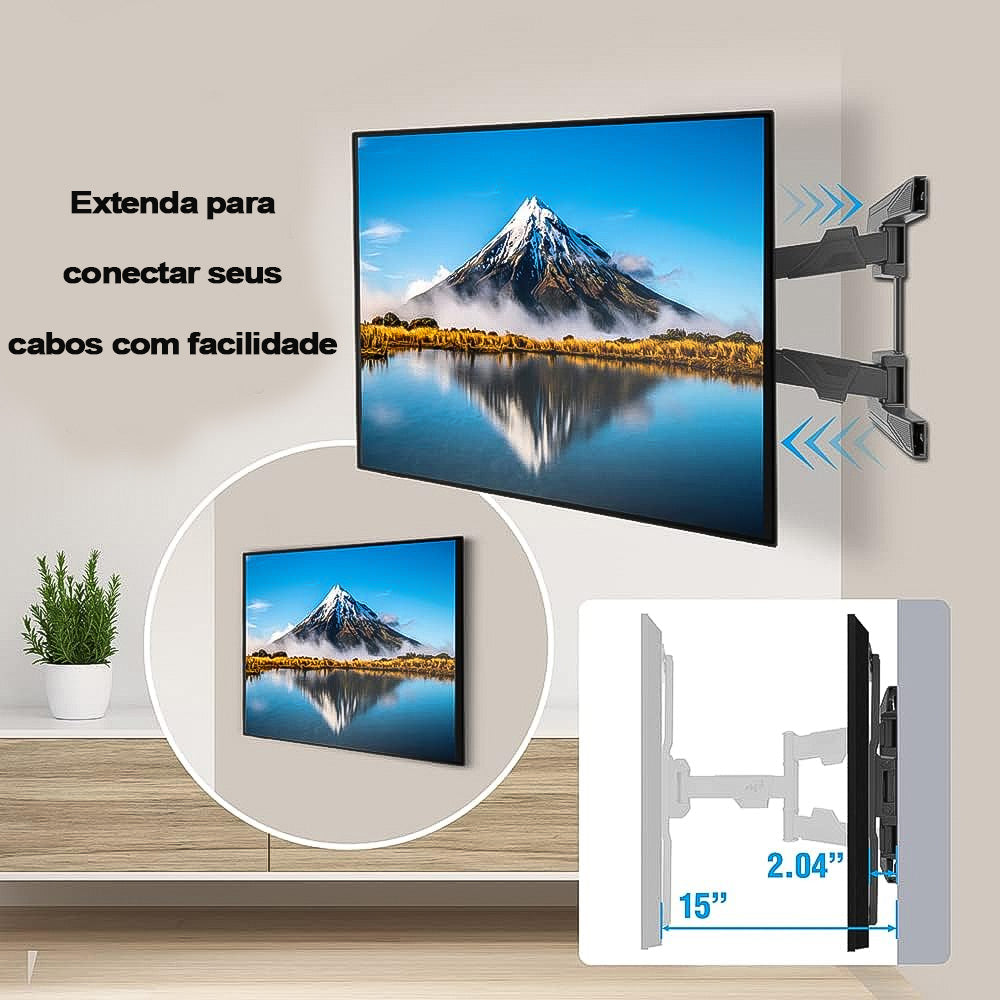 Suporte Articulado de Parede Para TVs Planas e Curvas de 32'' a 75'' com Peso Máximo de 46 Kg - A02V6N ELG