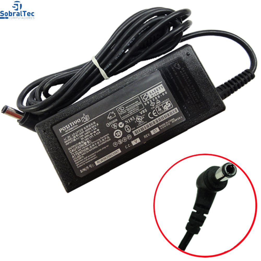 Fonte Notebook Positivo Cce -Sti-Tosh 19v 3.42a Plug 5.5x2.5mm