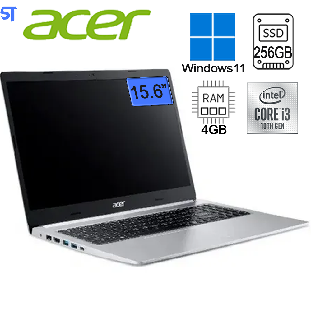 Notebook Acer Core i3-10110U 4GB DDR4 256GB SSD Tela Full HD 15.6” Windows 11 Aspire 5 A515-54-33EN