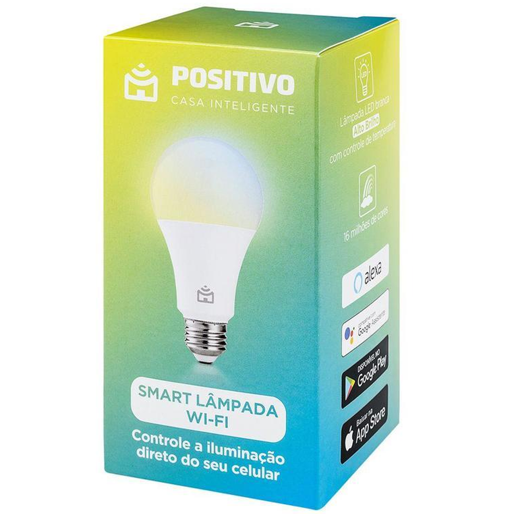 Lâmpada Inteligente Positivo Wi-Fi RGB E27 9W - Smart Compatível com Alexa e Google