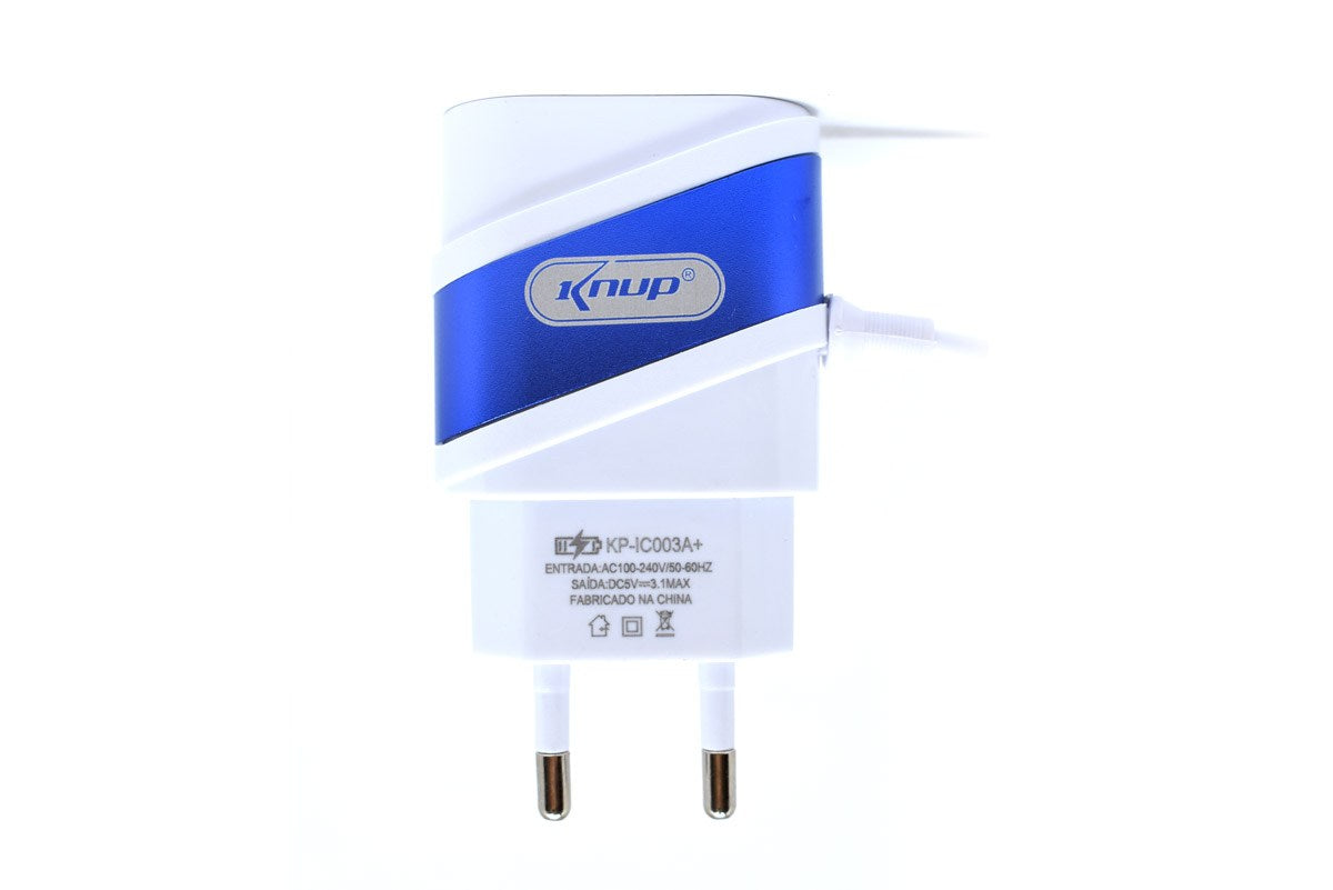 Carregador de Celular Micro Usb 3.1A Knup KP-IC003A Com 2 Portas Usb