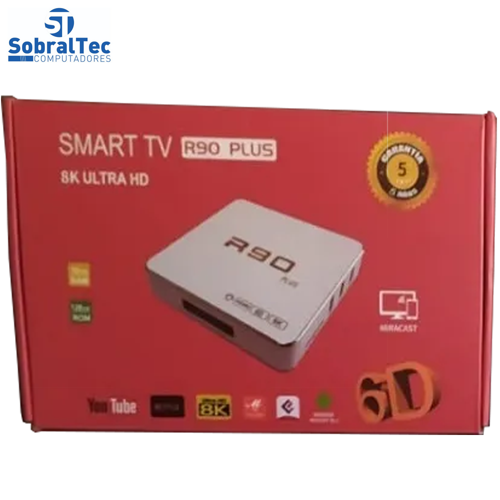 Smart TV Box R90 Plus 128GB / 16GB RAM / Android 10.1 / 8K - Branco