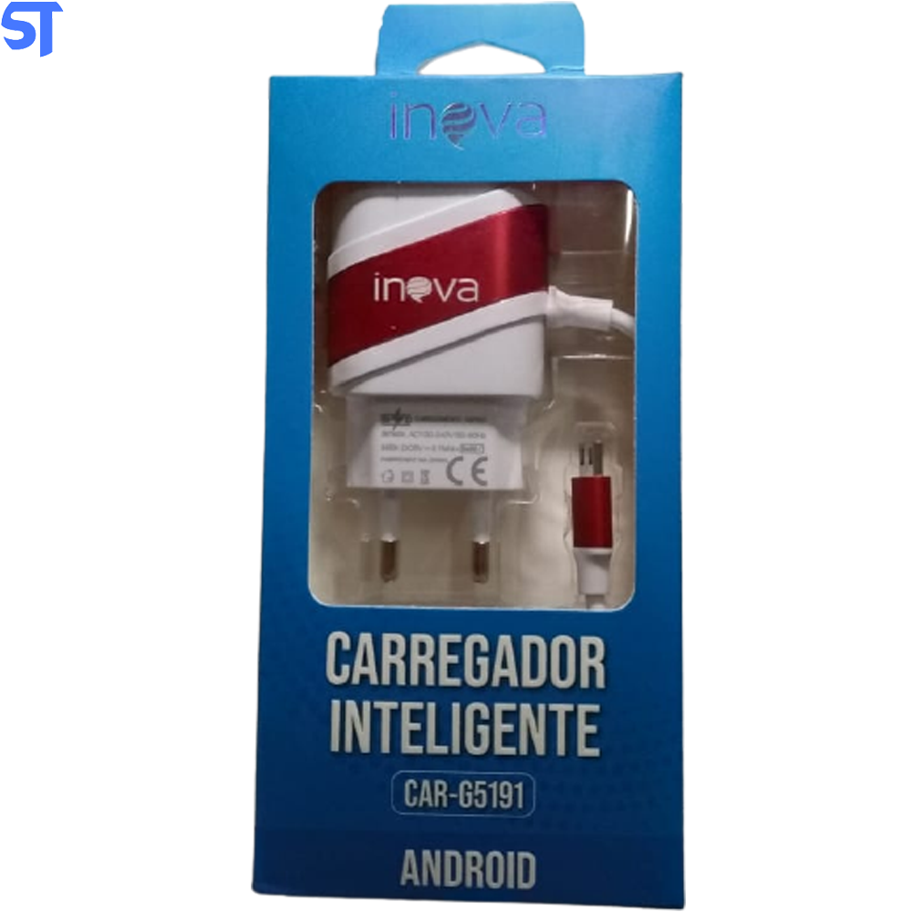 Carregador Inteligente Inova V8 Branco Com Vermelho - CAR-G5191