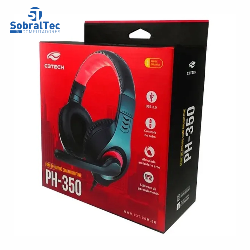 Fone USB Com Microfone PH-350BK Preto C3Tech