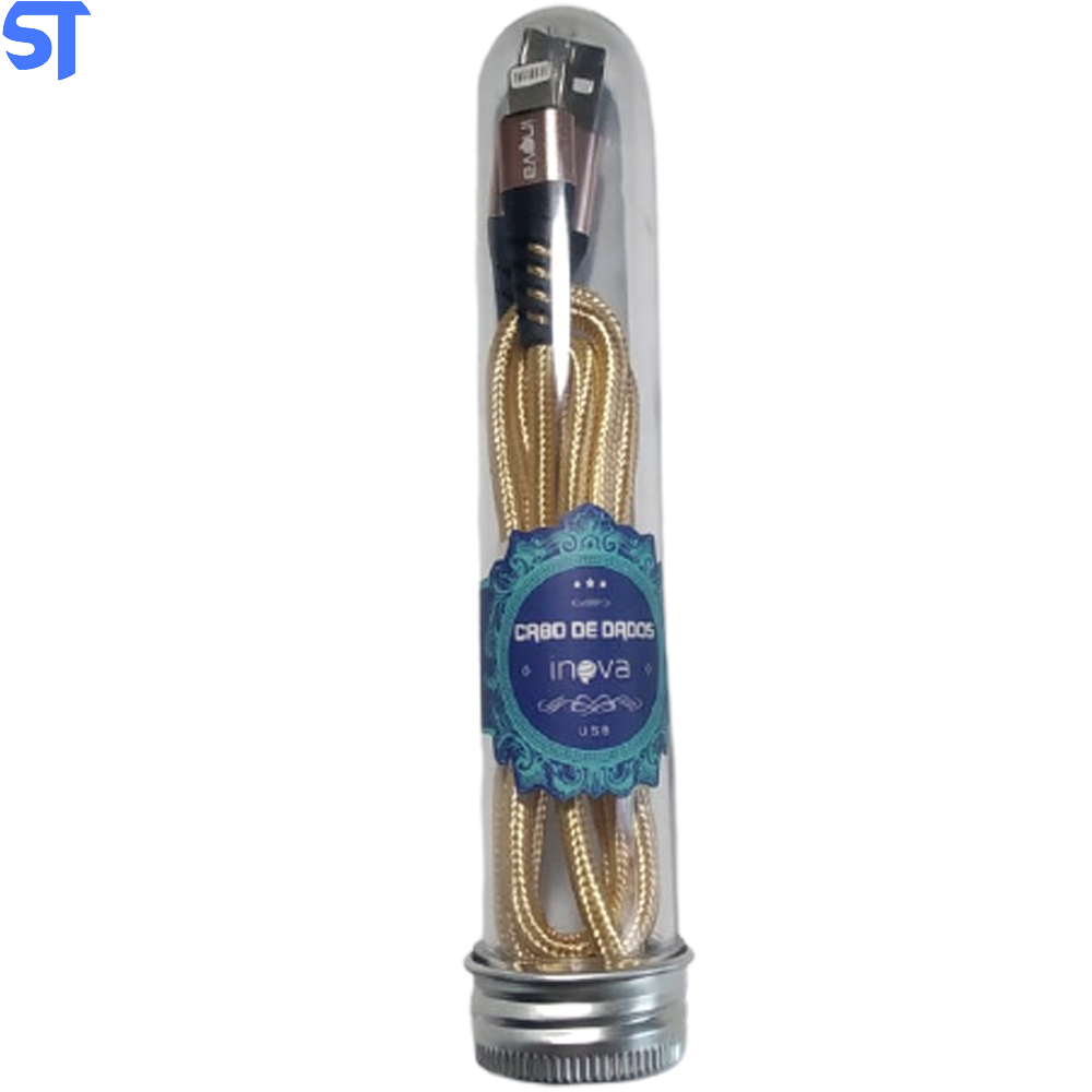 Cabo Lightning Trançado Em Nylon Tubo Para iPhone 1 Metro Inova Dourado
