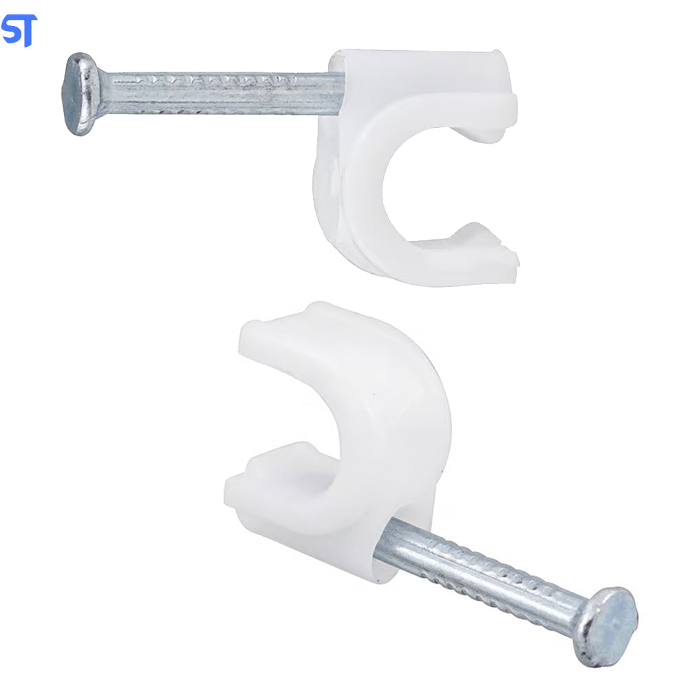 Pacote Fixa Fio Coaxial 6 Branco Com Prego 2mm x 25mm Com 20 Peças