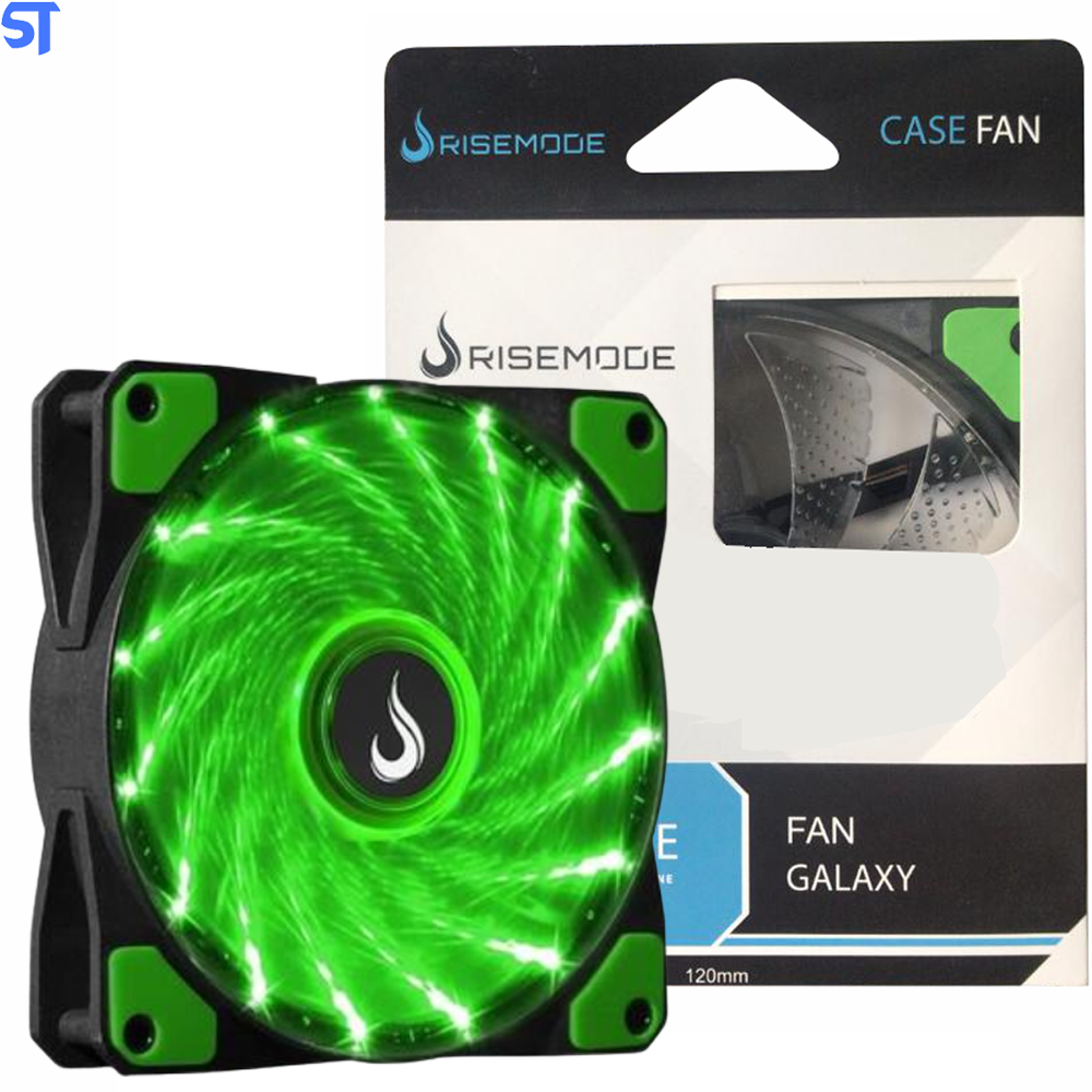 Cooler Fan Rise Mode Wind W1, 120mm LED Verde RW-WN-01-BG