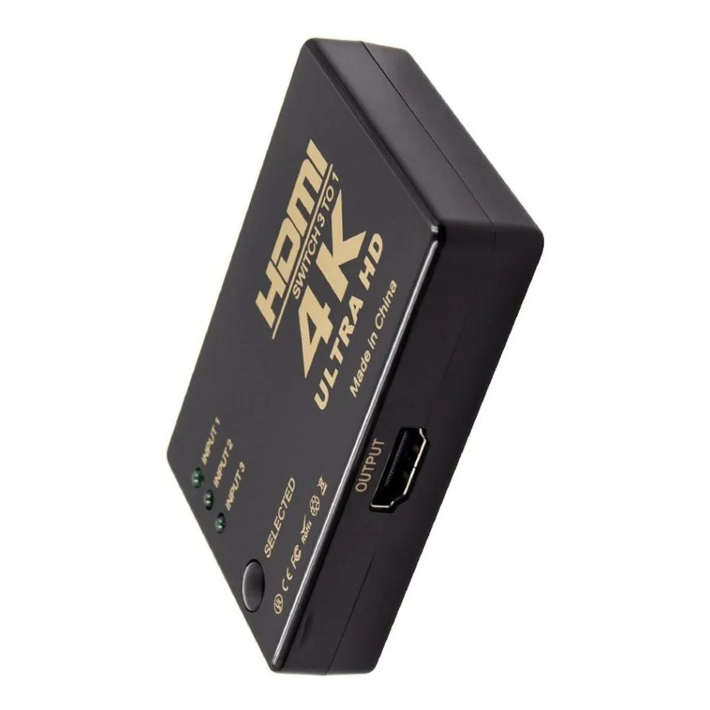 Switch Hdmi 3 Entrada 1 Saida 4k Com Controle Full Hd 3d 3x1