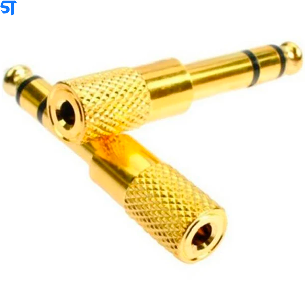 Plug Adaptador Gold P2 / P10 Stereo Para Fone De Ouvido