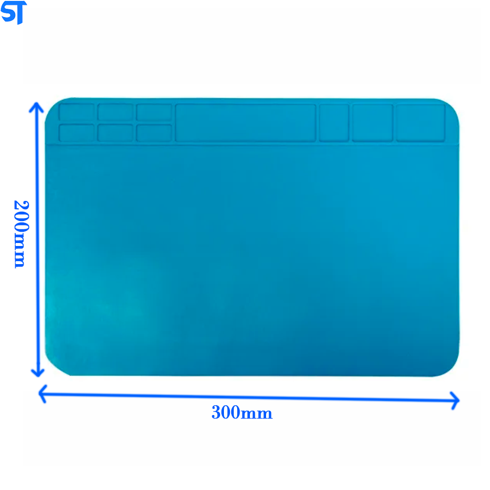 Manta Anti Estática Silicone Azul Com Porta Objetos 300X200mm Exbom KLTE-509