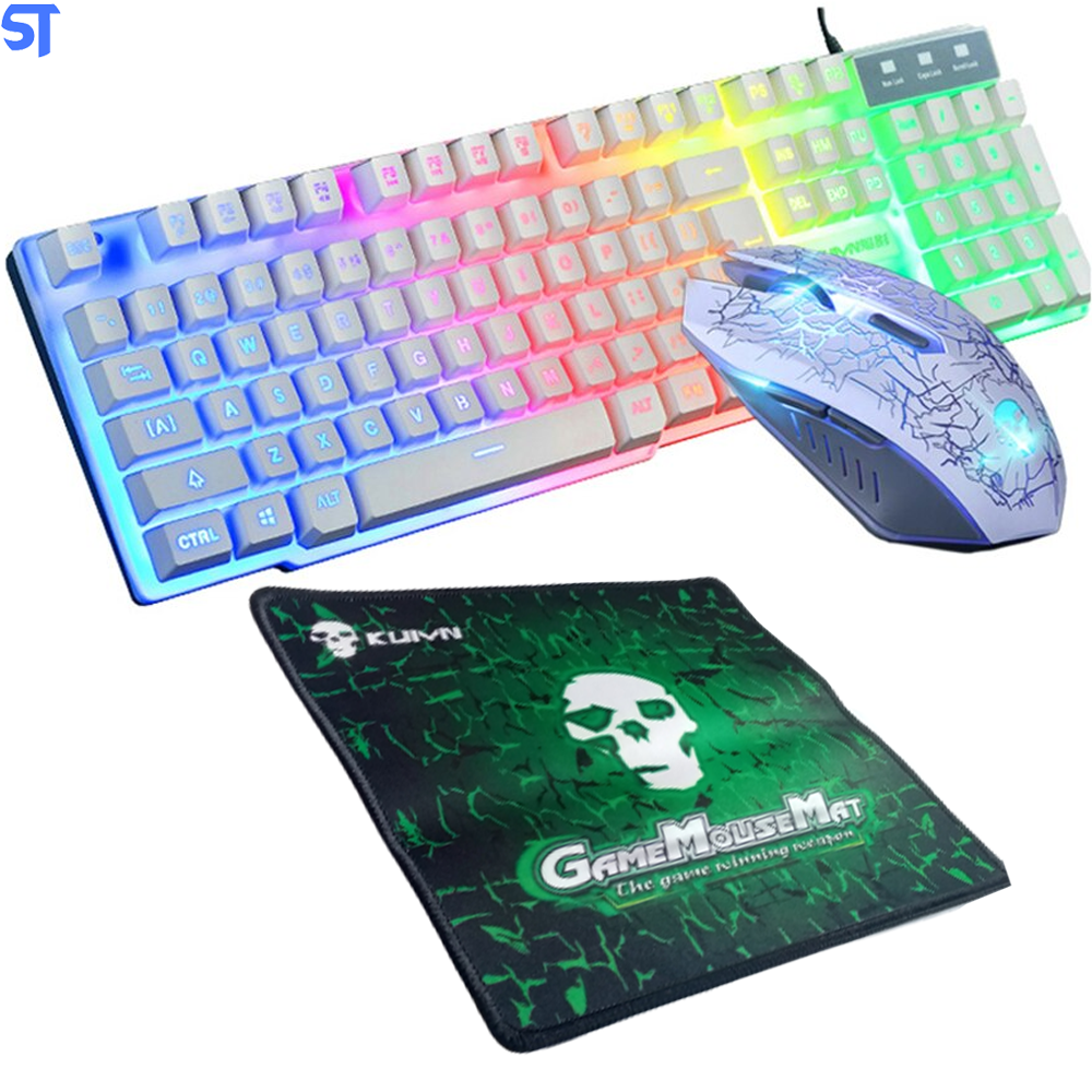 Kit Gamer Teclado, Mouse e Mousepad Kuiyn T6 - Branco