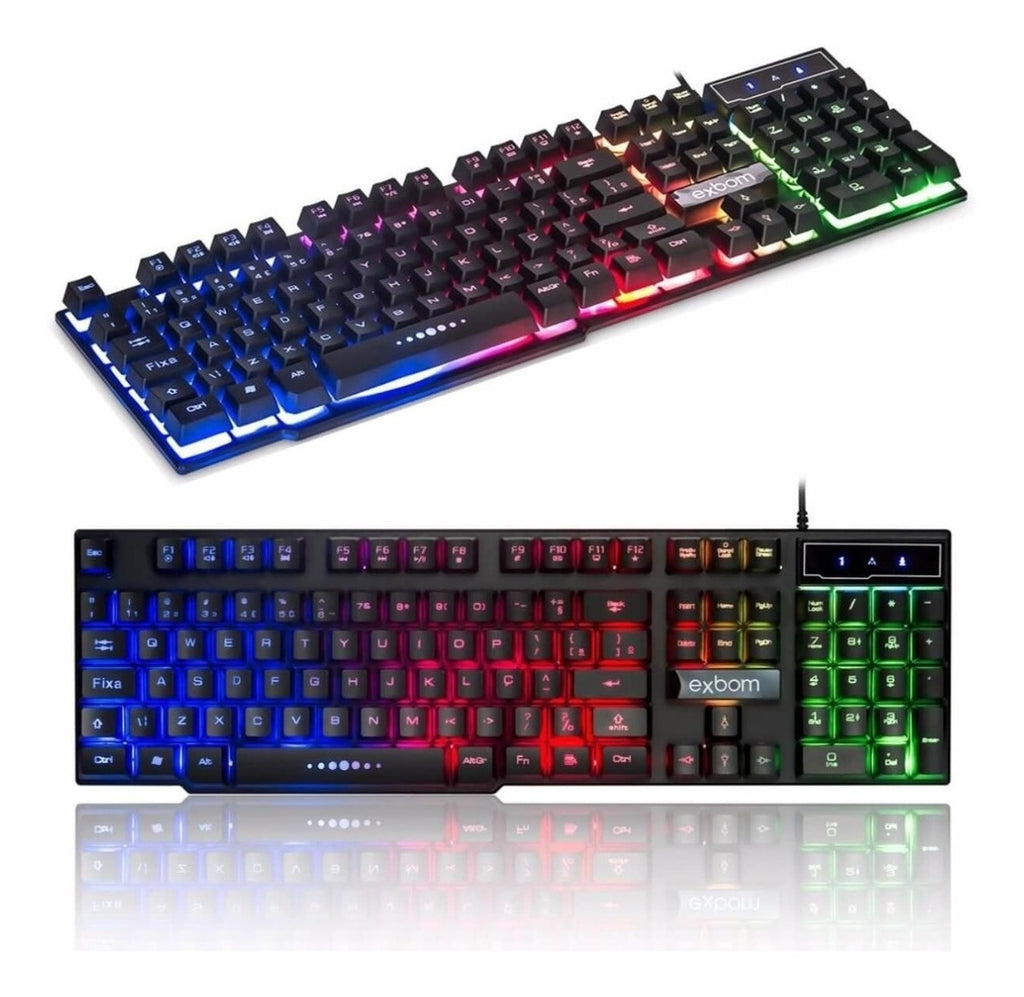 Teclado Gamer Usb Semi Mecânico Iluminado Exbom Bk-152c