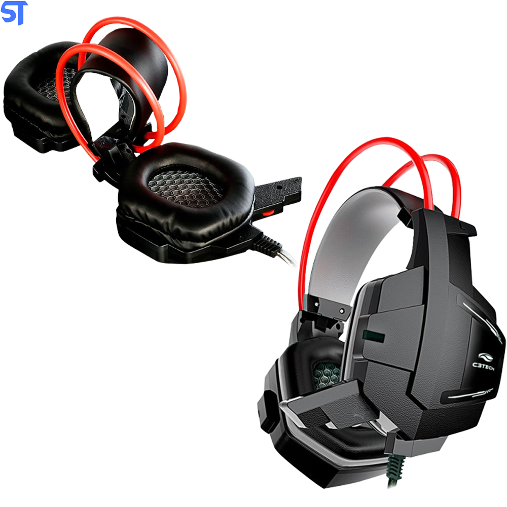 Headset Gamer C3 Tech Sparrow, P2, Preto e Vermelho - PH-G11BK