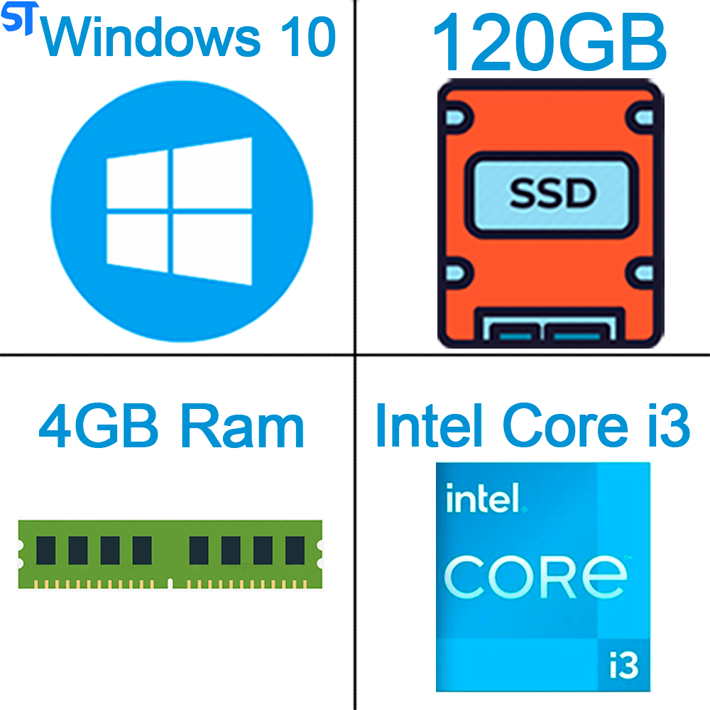 Computador Core i3-10100 - Ram DDR4 4GB 2666Mhz - SSD 120Gb - Gabinete Gamer BG-014 Preto Bluecase