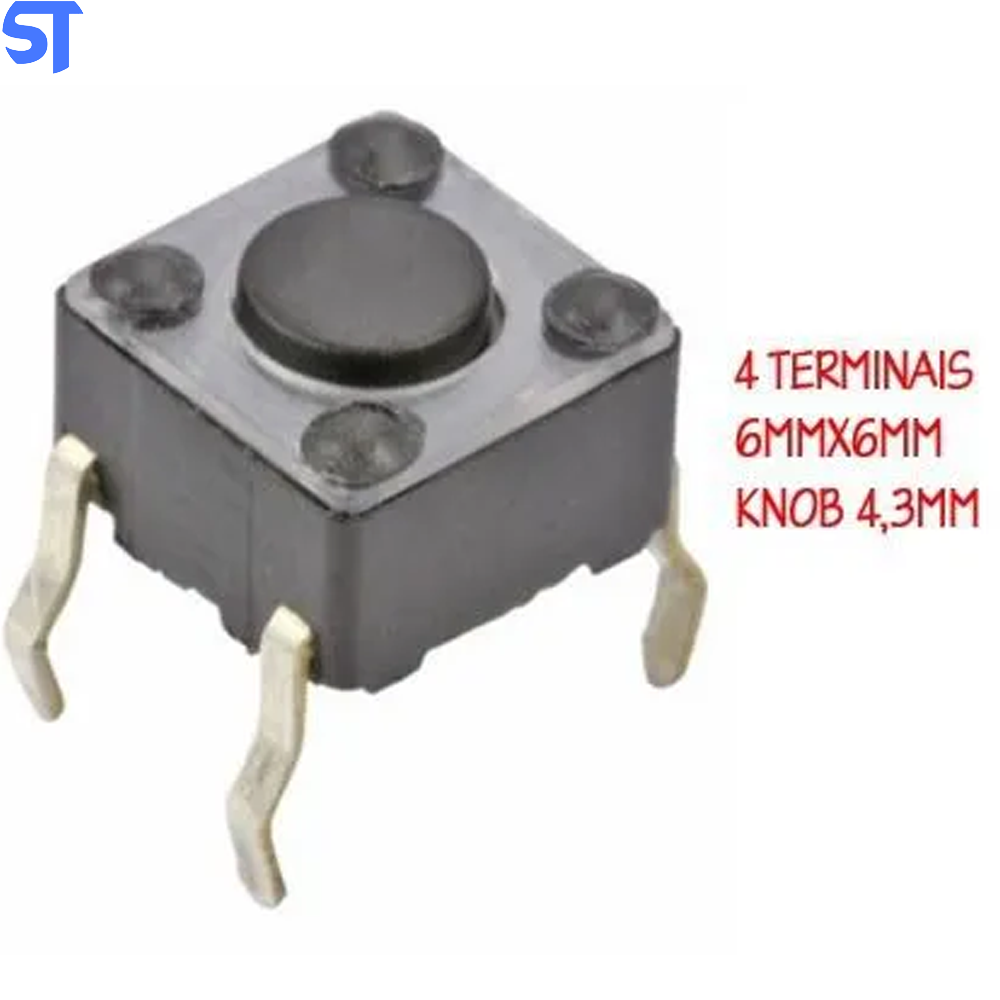 Botão Chave Tactil 6x6x4,3mm 180 Graus