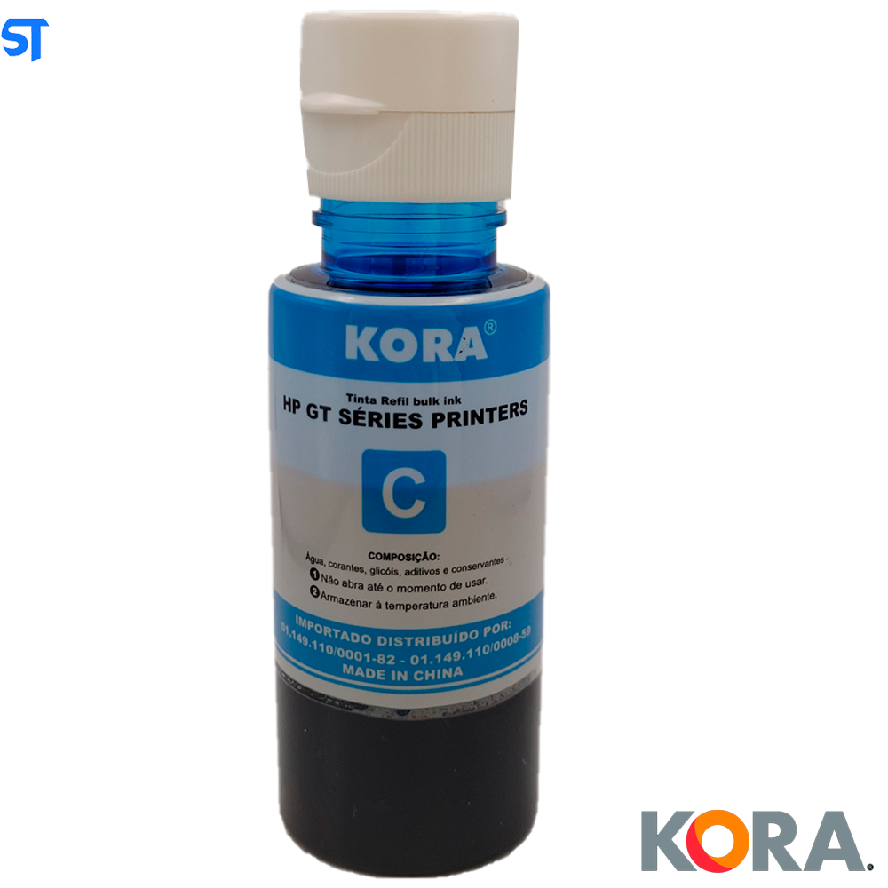 Refil de Tinta Compatível HP GT Séries Bulk Ink Corante Ciano C 70ML KORA