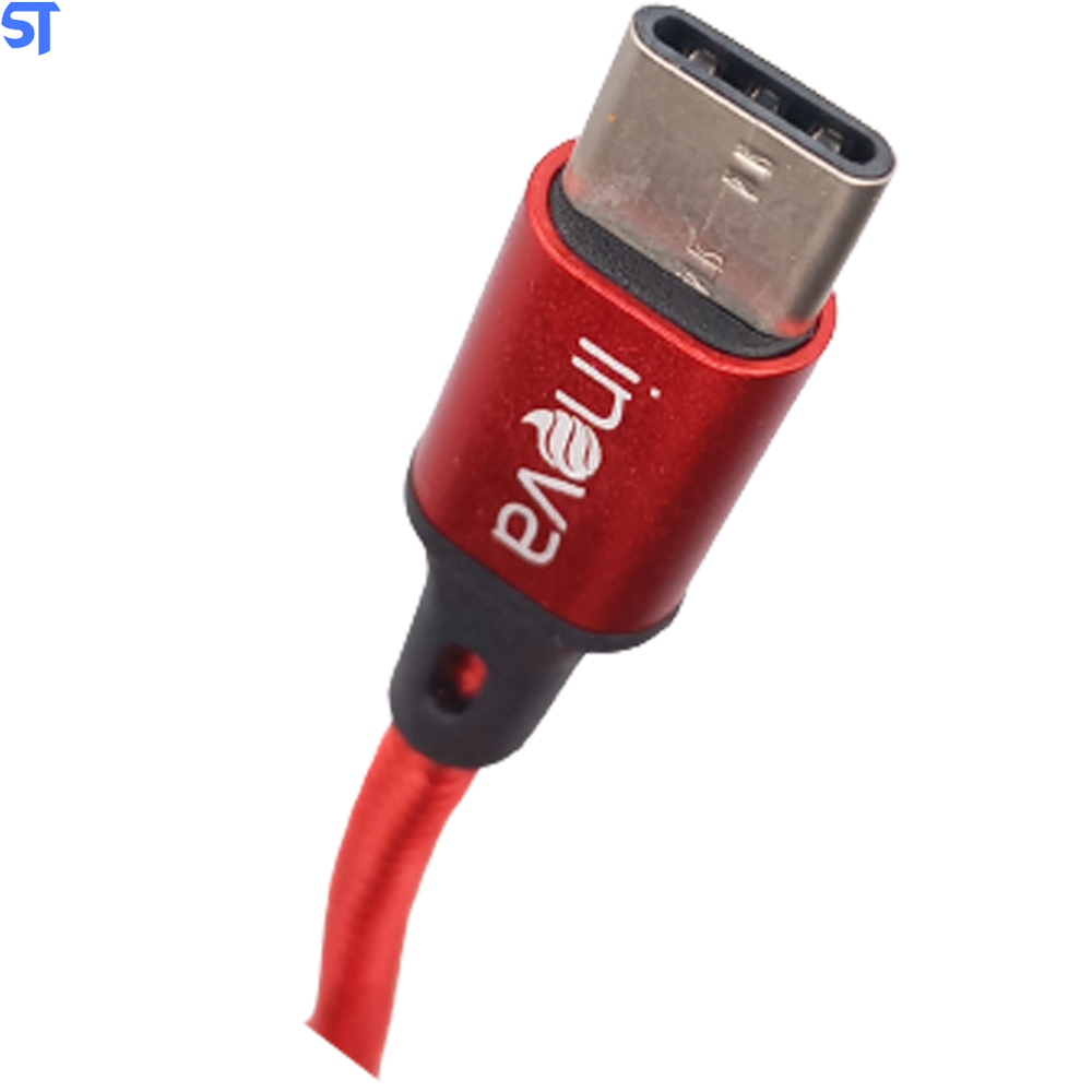 Cabo Tipo C Trançado Em Nylon Tubo 1 Metro Inova- Vermelho