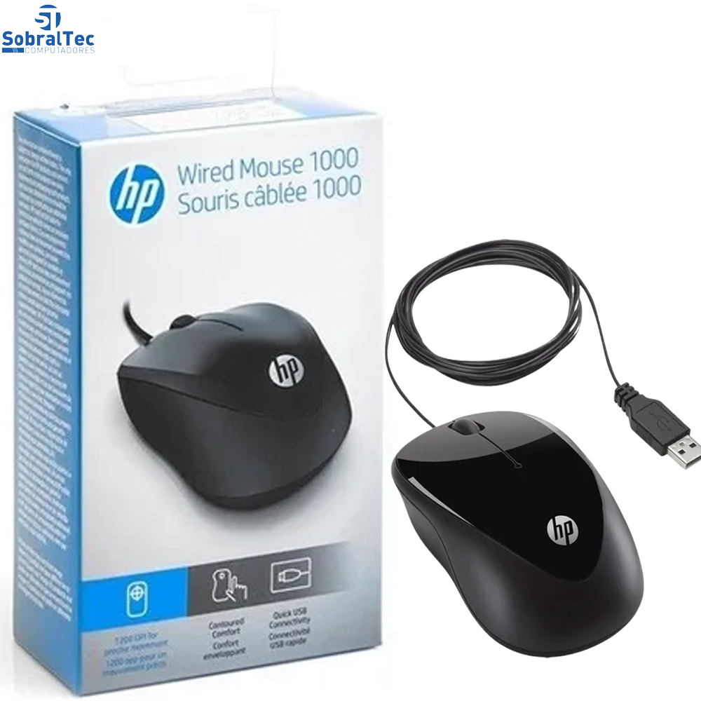 Mouse USB HP Óptico 1200DPI 1000 Preto