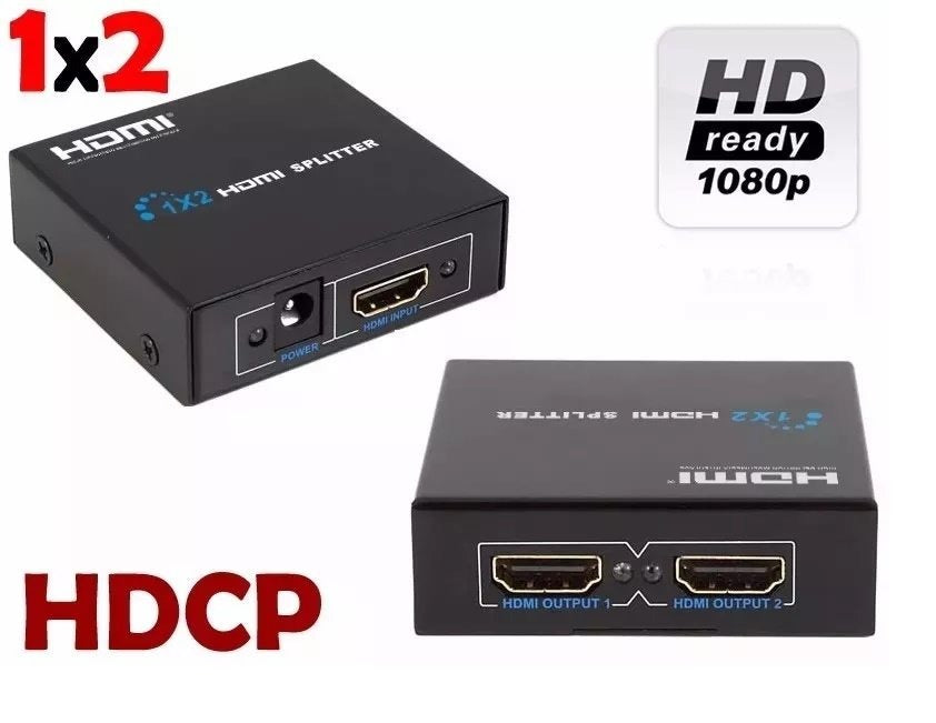 Splitter Switch Divisor HDMi 1 Entrada 2 Saídas Full HD 1080p Com Amplificação e Com Fonte de 5 Volts