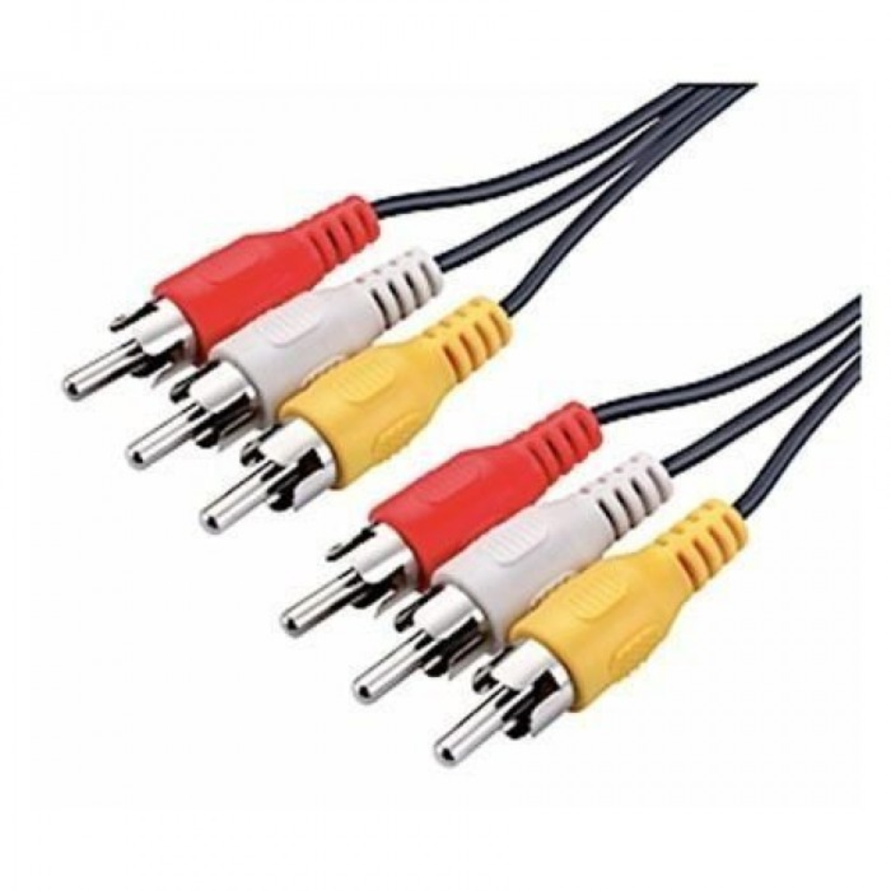 Adapatador 3 RCA macho para 3 RCA macho de áudio e vídeo cabo AV 1,5M
