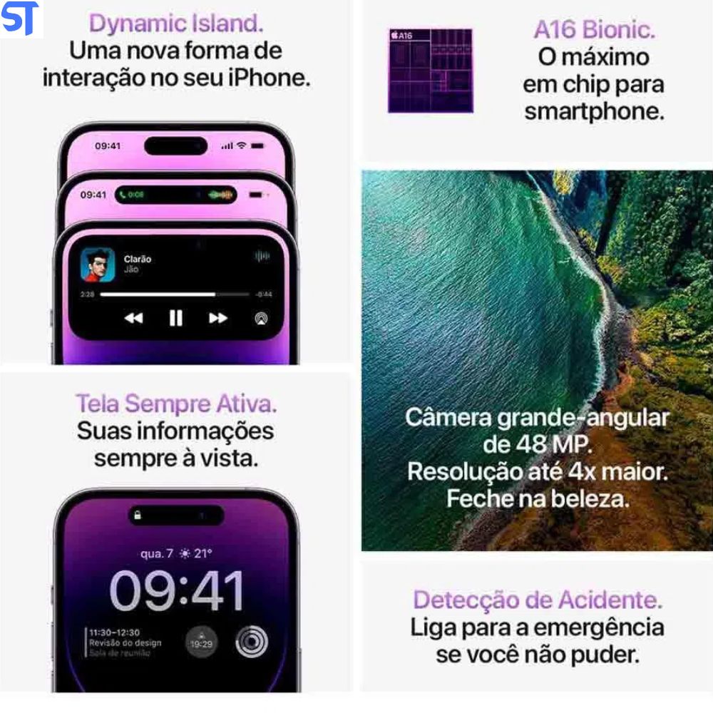 iPhone 14 Pro Max Apple (256GB) Roxo-profundo, Tela de 6,7