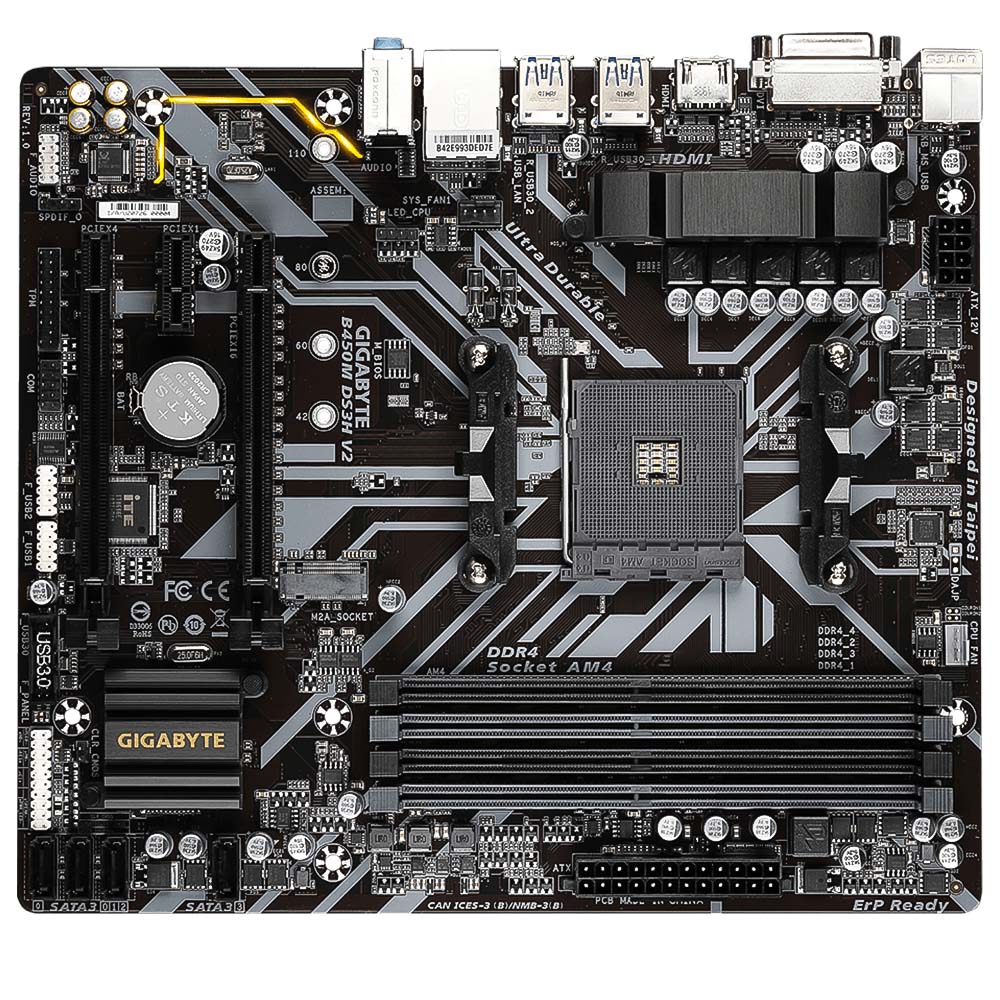 Placa Mãe Gigabyte B450M DS3H V2 (AM4/DDR4 3200MHz/HDMI/M.2/USB 3.2)