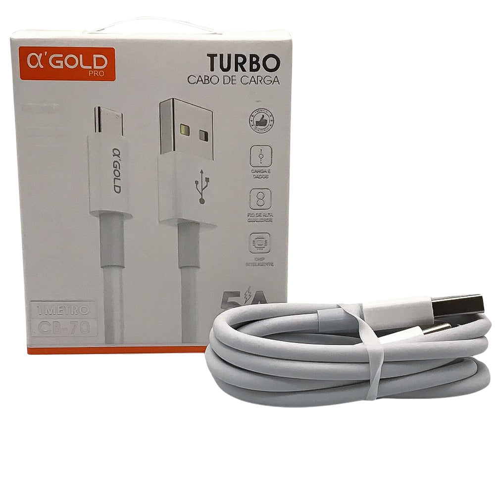 Cabo Tipo C 1 Metro Carregamento Rapido Golden CB-70