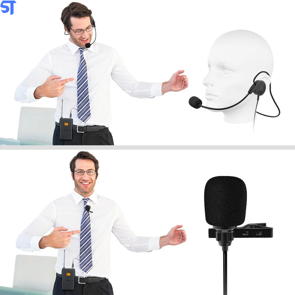 Conjunto De Microfones Sem Fio De Frequência Dupla Uhf Com 1 Transmissor 2 Lapelas - Mipu