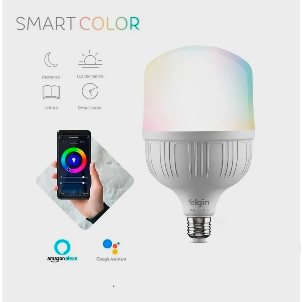 Lampada Bulb LED T 20W Bivolt RGB WIFI Elgin 48LSB20WIFI0 Compatível Com Alexa e Google Home