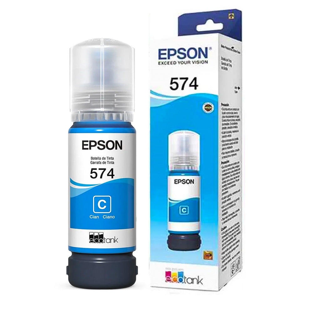 Refil de Tinta Epson 574 Cyano CY 70ml Original T574120 para EcoTank L8050/ L18050