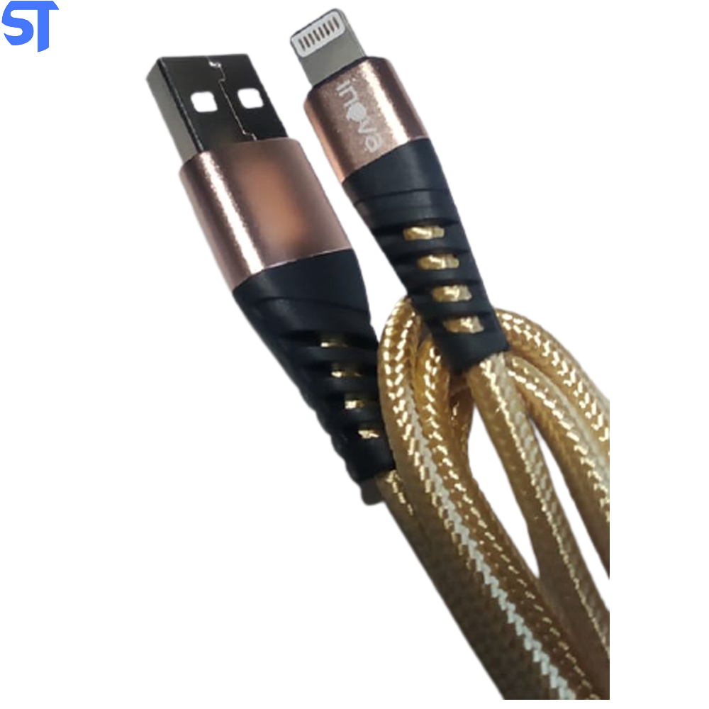 Cabo Lightning Trançado Em Nylon Tubo Para iPhone 1 Metro Inova Dourado