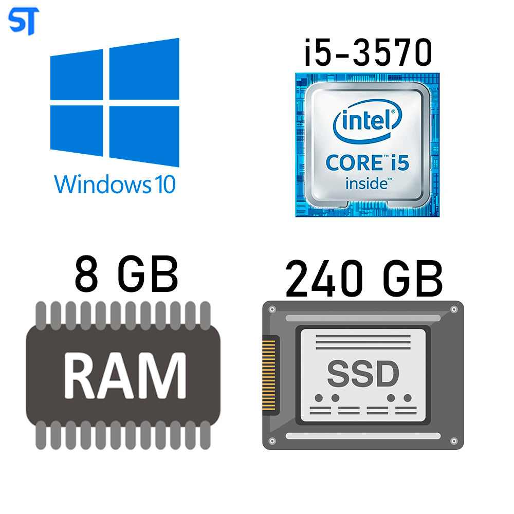 Computador Core i5 3570, SSD 240GB, Memória Ram 8GB, Gab MT-32BK, Windows 10