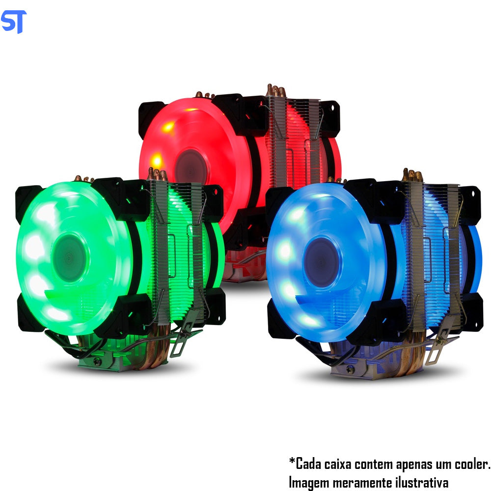 Cooler Gamer Para Processador Dupla Fan LED/Dissipador DX-9107D