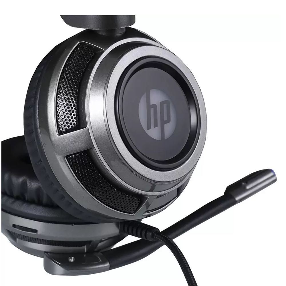 Headset Fone Com Microfone Gamer 1 P2+USB H200 LED Preto HP Drivers 50mm