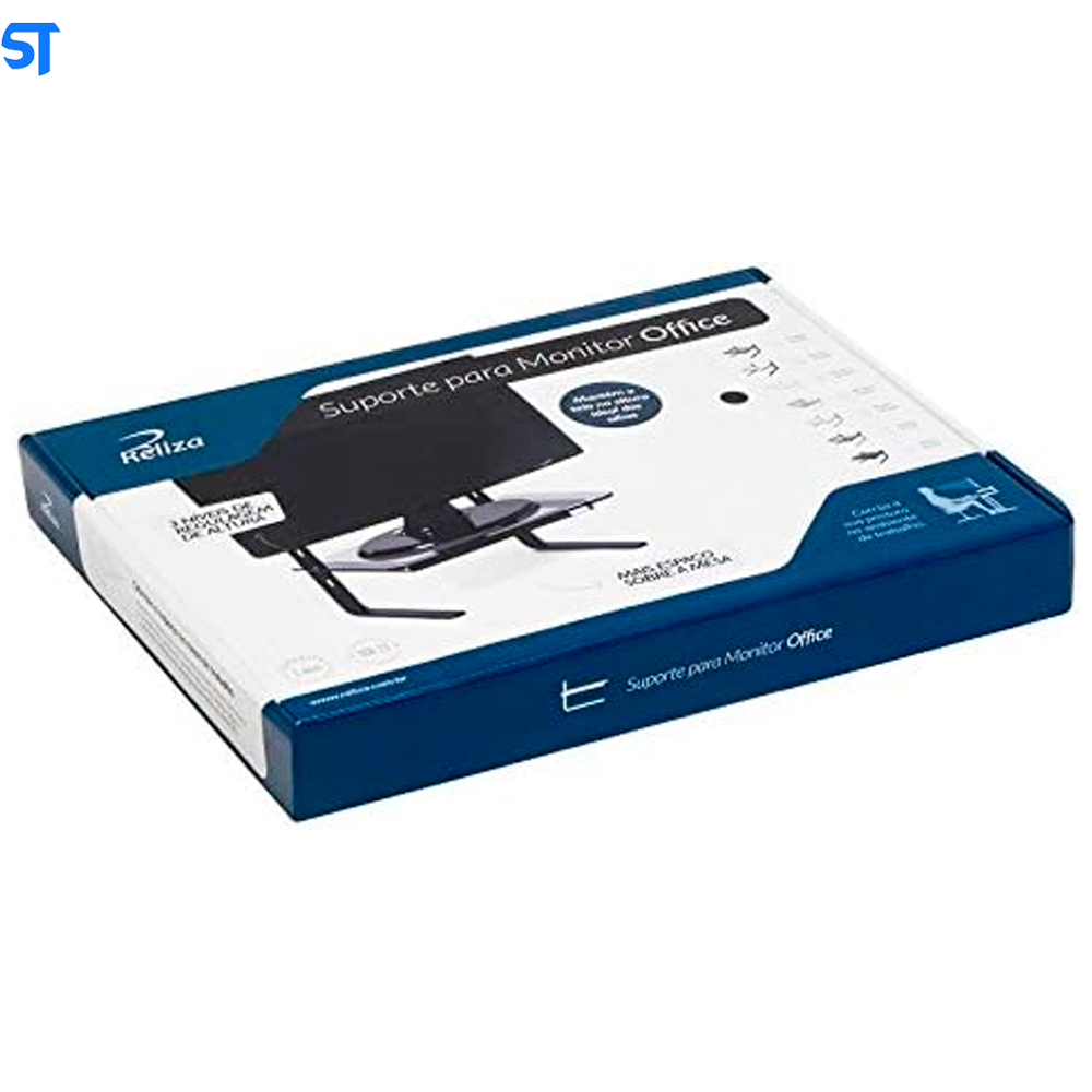 Suporte de mesa para Monitor de LCD preto e vidro fumê Reliza