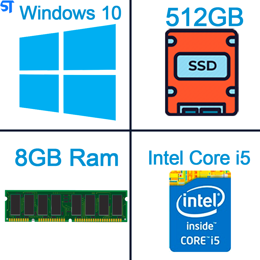 Computador Intel Core i5-9400F - HD SSD 512GB - Memoria DDR4 8GB 3000MHz e Monitor de 17 Polegadas Teclado e Mouse
