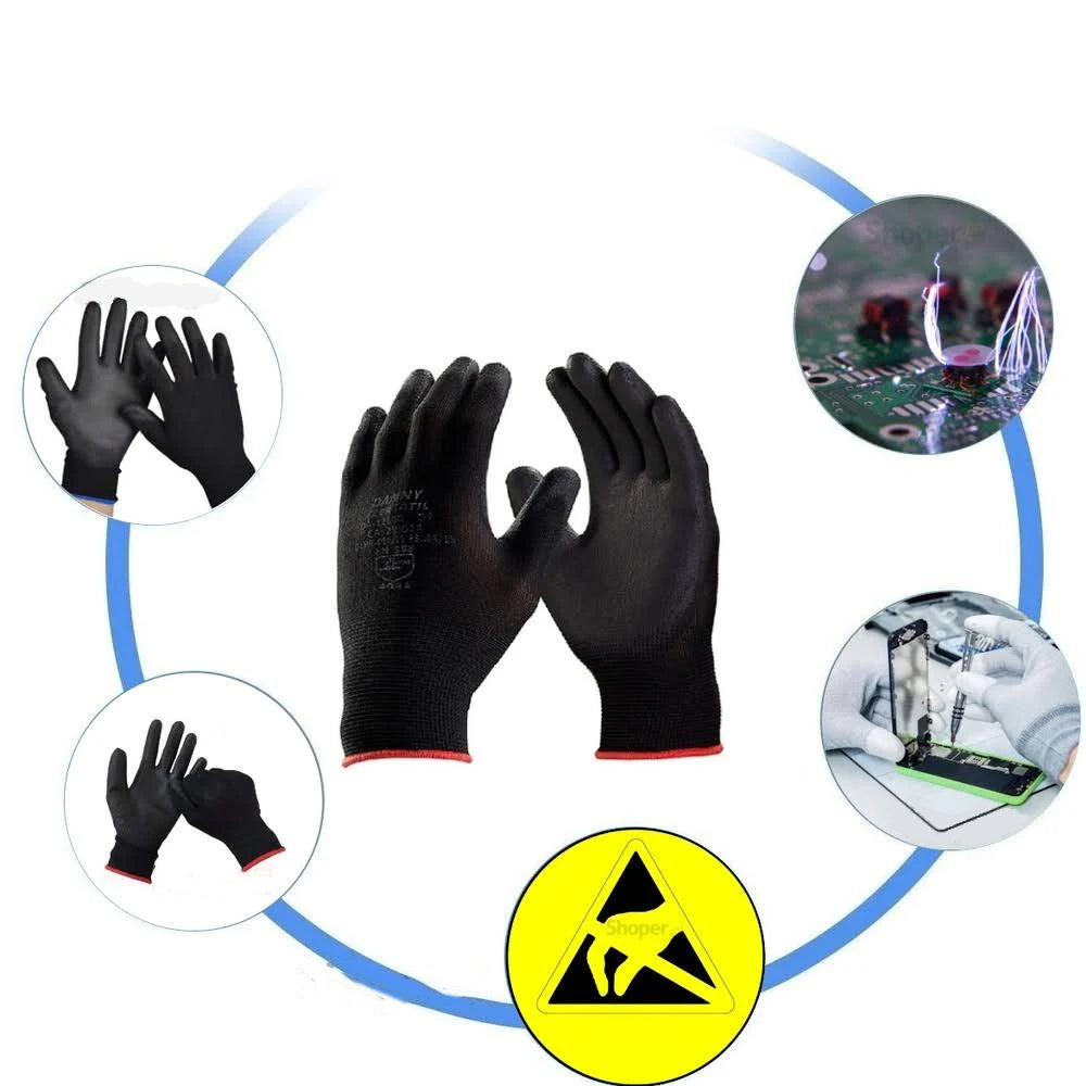 Luva Antiestatica Flextáctil Esd De Nylon Tamanho G