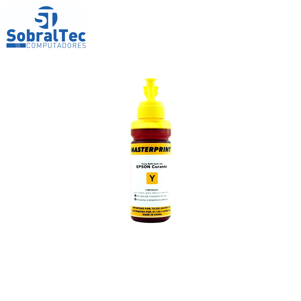 Refil de Tinta Master Bulk Ink Compatível com Epson e HP Corante 100ml Amarelo Imp. Ind