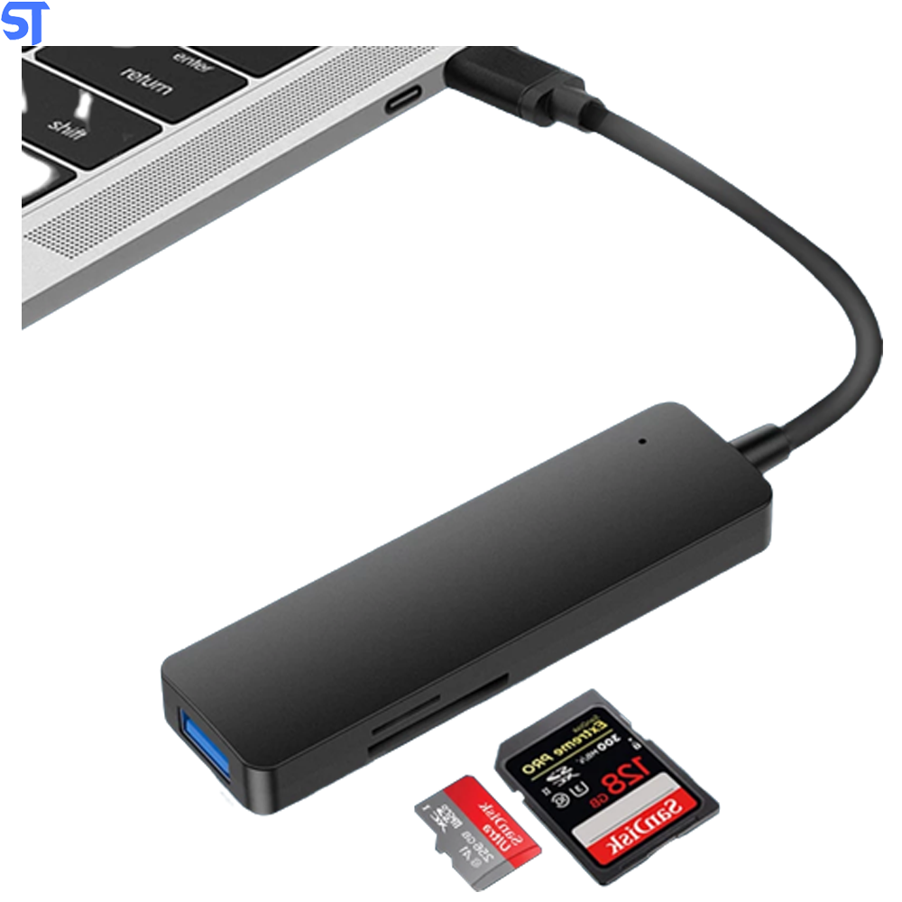 Hub Tipo C Para 2 Portas Usb 2.0 e 1 Porta Usb 3.0 e Entrada Para SD/Tf Cartão Micro SD-De Alta Velocidade Hantoper
