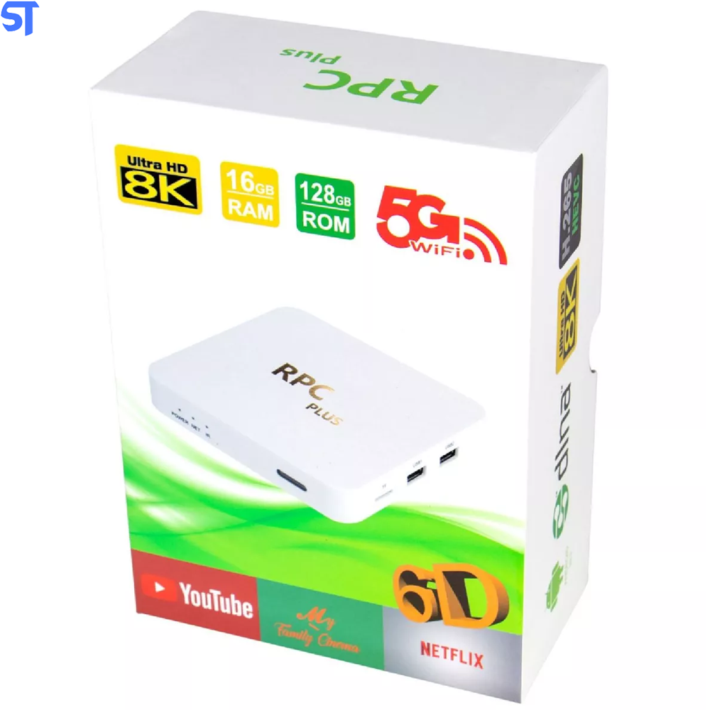 Receptor TV Box RPC Plus 8K / 128GB / 16GB RAM / Android 10.1 - Branco