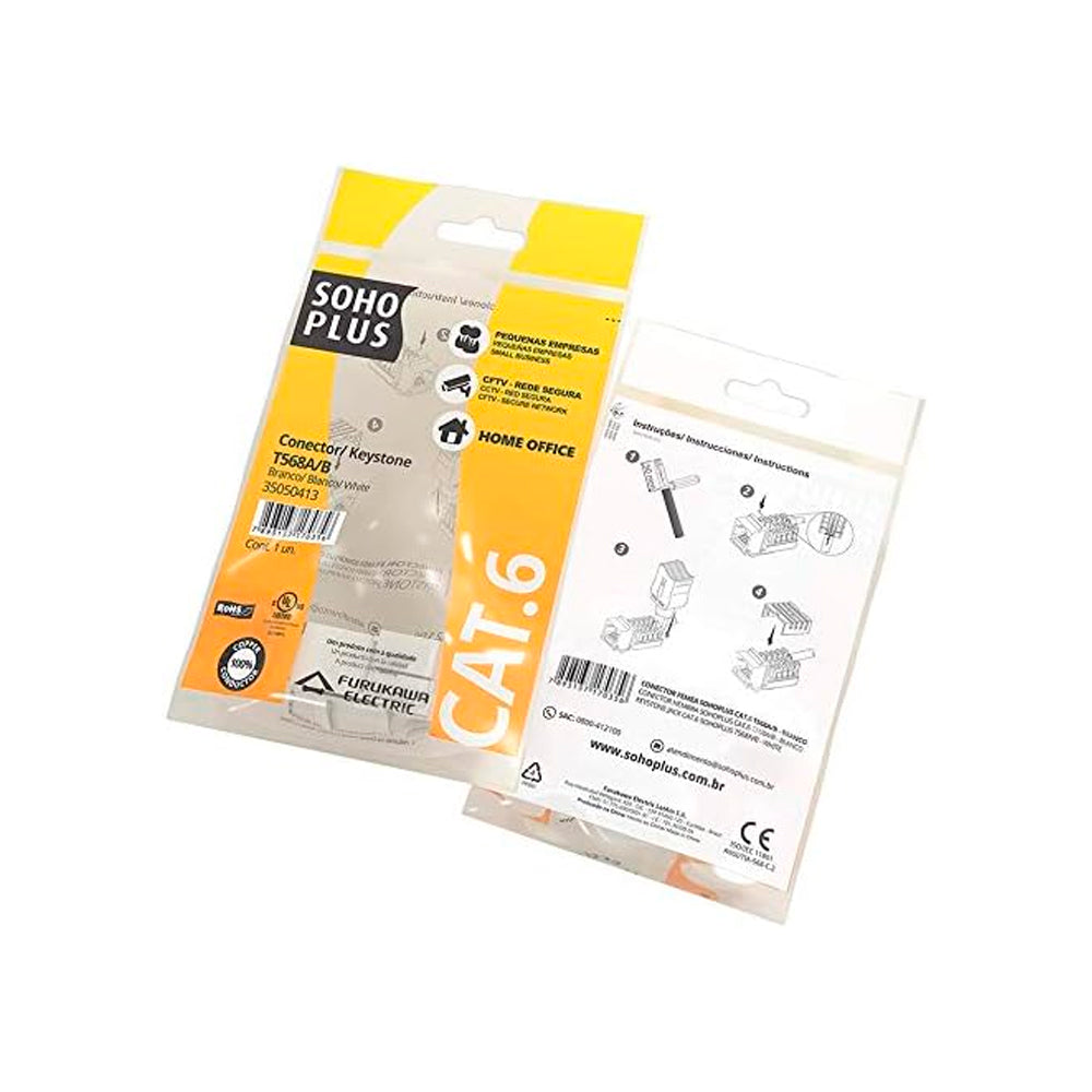 Conector Keystone Femea CAT.6 T568A/B Branco Furukawa SohoPlus