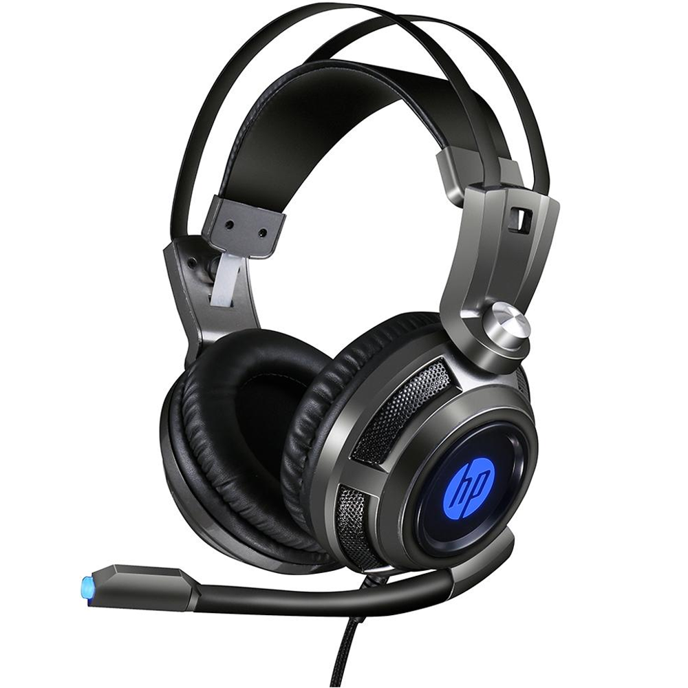 Headset Fone Com Microfone Gamer 1 P2+USB H200 LED Preto HP Drivers 50mm