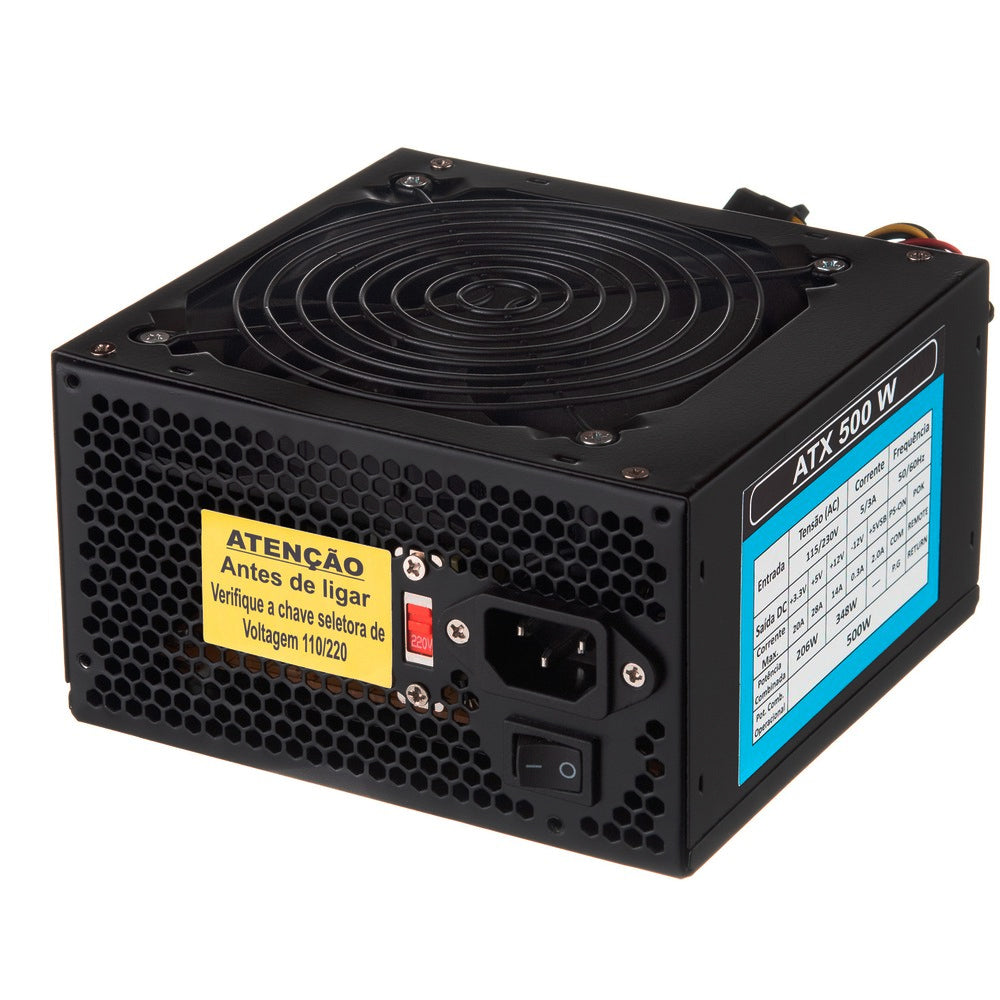 Fonte ATX 500W Para PC Bivolt Manual Foneng HDW-0004 S/ Cabo