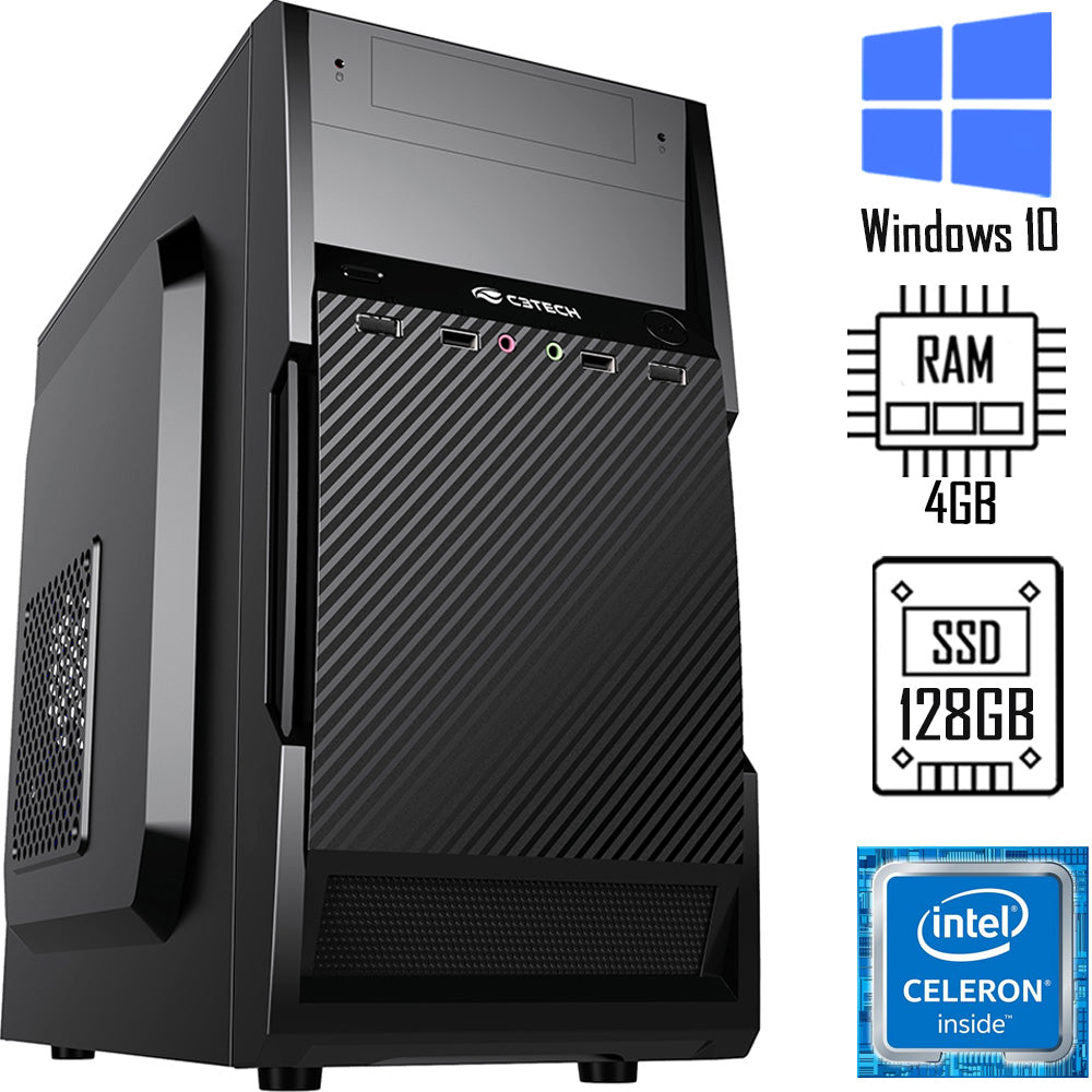 Computador Intel Celeron Dual Core G1610 2.60Ghz HDSSD 128GB Memoria Ram Desktop 4Gb Ddr3 1333Mhz