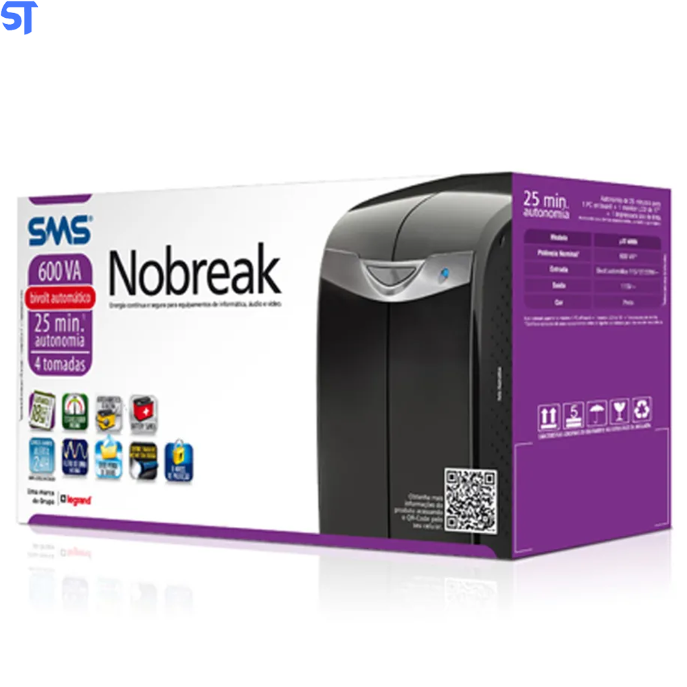 Nobreak Bivolt 600VA Station II uST600Bi 115 Bivolt NT Sms