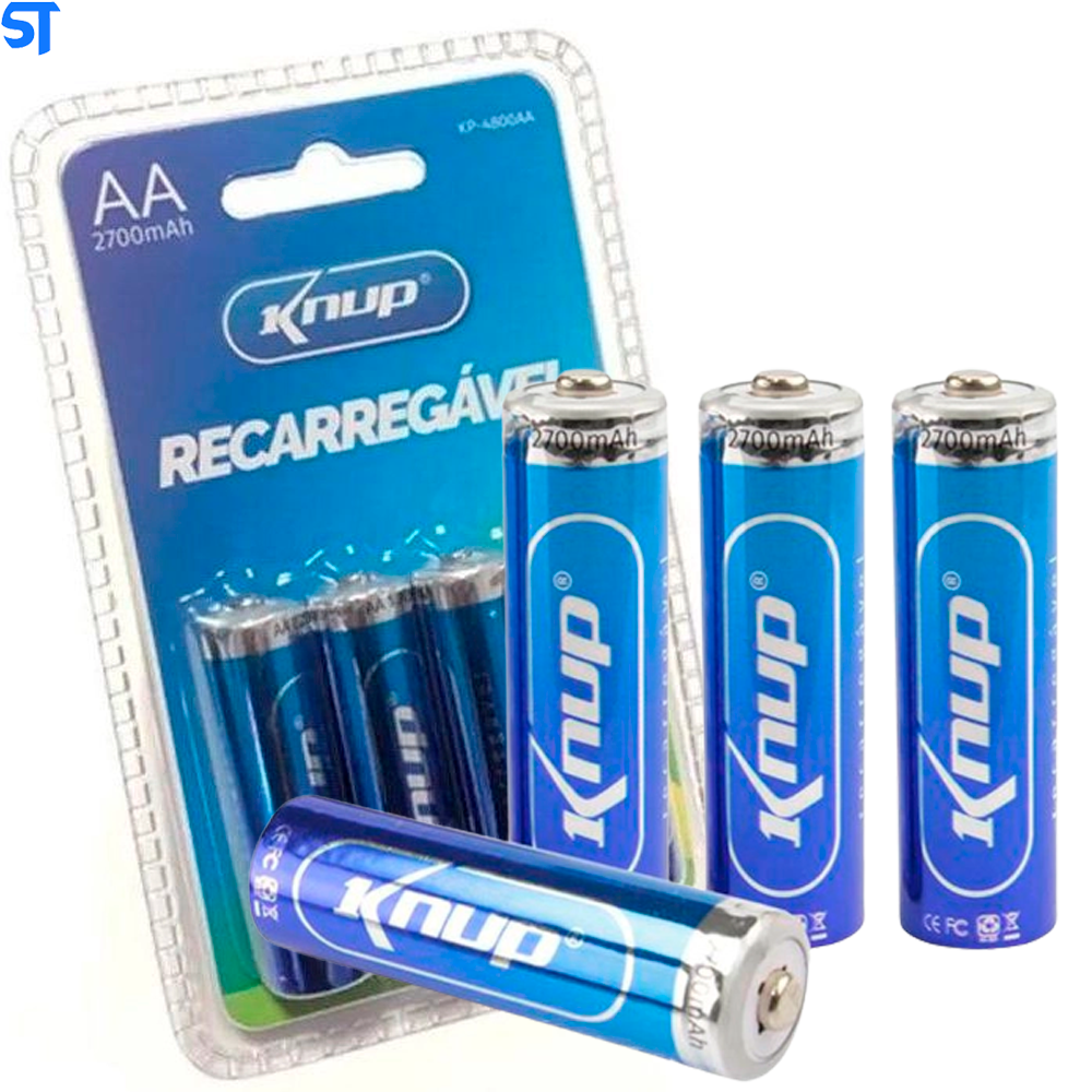 Pilhas Recarregáveis AA De 2700mah 4 Unid Knup Kp-4800AA