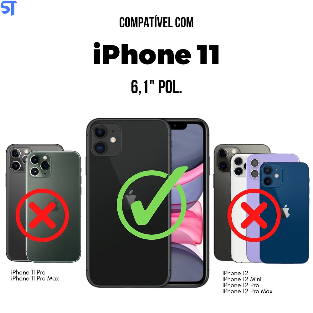 Capa Transparente Com Carregamento Magnetico Para iPhone 11 - Preto