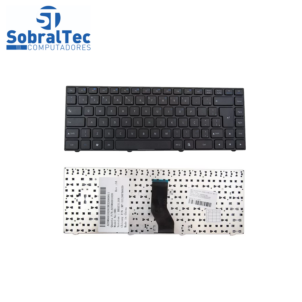 Teclado bringIT Compativel Com Positivo N9410 / Aesw6601020 Sw6 - Black - Br - Com Frame