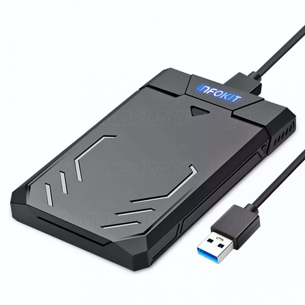 Case Externo Para Hd 2.5 Com LED Colorido Ecase-340 USB 3.0 Infokit Com Capa Protetora Brind